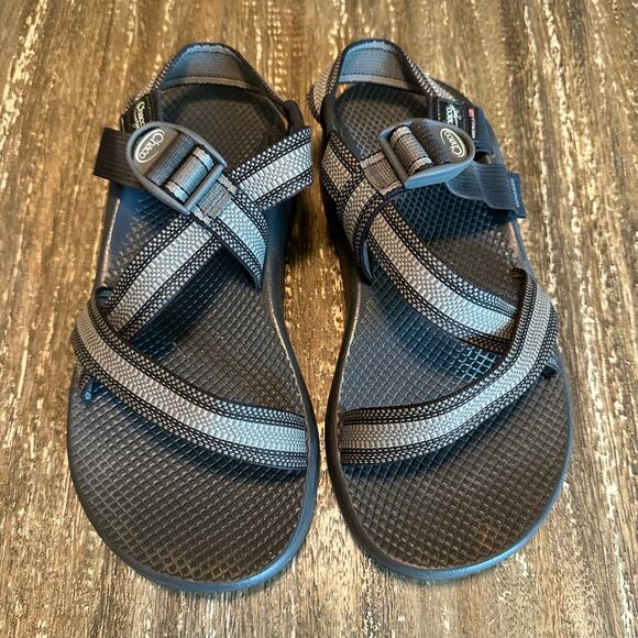 Men’s Chaco Strap Sandals Black Grey Made in USA, Size 10 - Picture 1 of 7